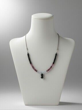 NWT Black and Red Beaded Necklace with Onyx